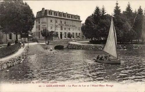 Ak Gérardmer Lothringen Vosges, Pont du Lac, Hotel Beau Rivage