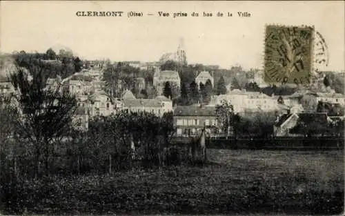 Ak Clermont Oise, Vue prise du bas de la Ville