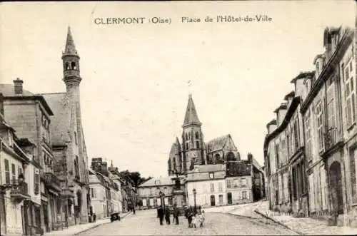 Ak Clermont Oise, Rathausplatz