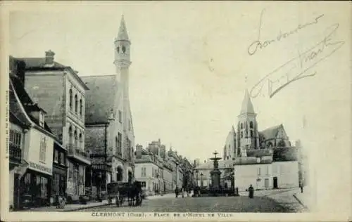 Ak Clermont Oise, Place de l'Hotel de Ville