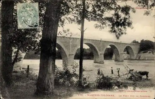 Ak Martres Tolosanne Haute Garonne, Le Pont sur la Garonne