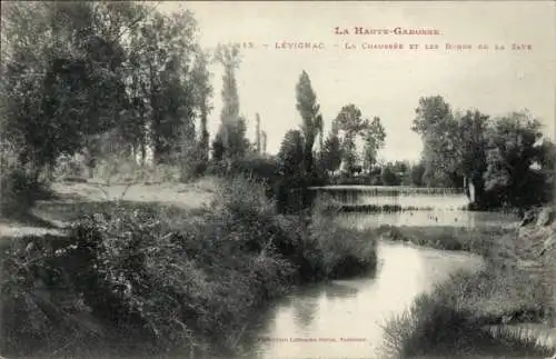 Ak Levignac Haute-Garonne, La Chaussee et les Bords de la Save