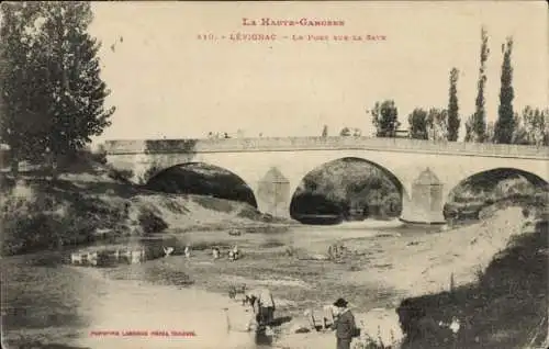 Ak Levignac Haute-Garonne, Le Pont sur la Save