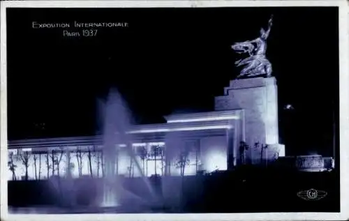 Ak Paris, Exposition Internationale 1937, vue je nuit