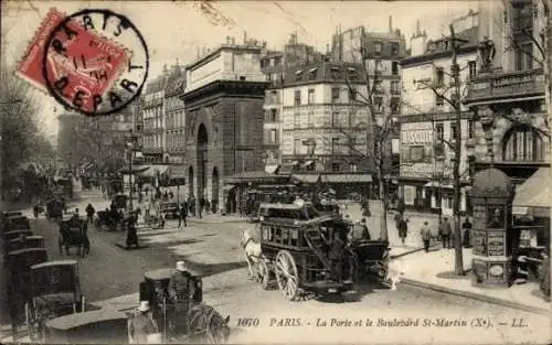 Ak Paris X, La Porte und Boulevard Saint Martin