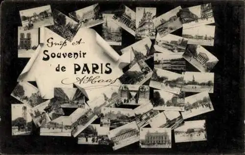 Ak Paris XI, Souvenir von Paris, Touristenattraktionen