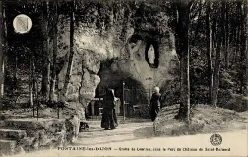Ak Dijon Côte d'Or, Fontaine-les-Dijon, Grotte de Lourdes, dans le Parc du Chateau de Saint-Bernard