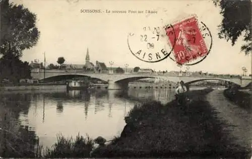 Ak Soissons Aisne, Le nouveau Pont