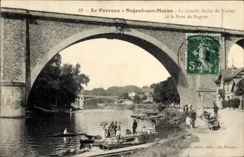 Ak Le Perreux sur Marne Val de Marne, Grande Arche du Viaduc, Pont de Nogent