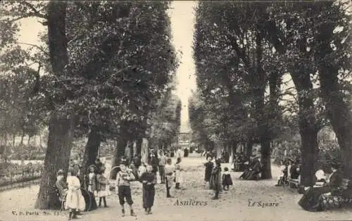 Ak Asnières sur Oise Val d'Oise, Platz, Anwohner, Kinder