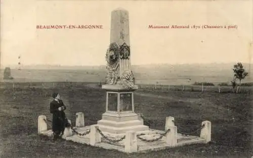 Ak Beaumont en Argonne Ardennes, Monument Allemand 1870, Chasseurs a pied
