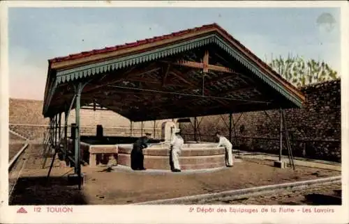 Ak Toulon Var, Depot des Equipages de la Flotte, Les Lavoirs