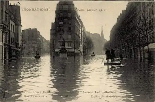 Ak Paris, Les Inondations 1910, Avenue Ledru Rollin
