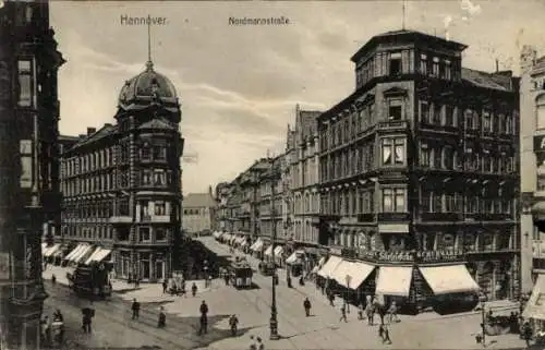 Ak Hannover in Niedersachsen, Nordmannstraße, Straßenbahnen