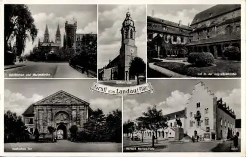 Ak Landau Pfalz, Deutsches Tor, Stiftskirche, Herbert Norkus Platz, Augustinerkirche