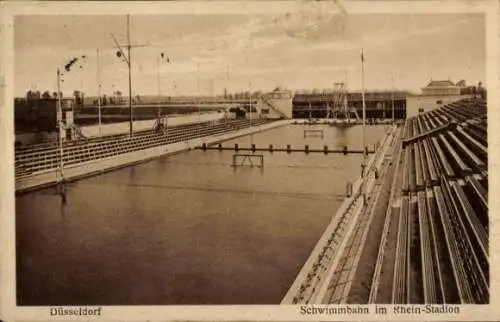 Ak Düsseldorf am Rhein, Rhein-Stadion, Schwimmbahn