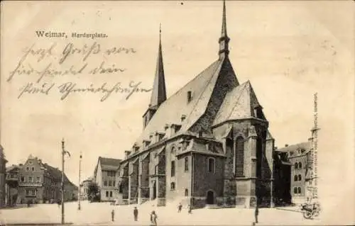 Ak Weimar in Thüringen, Herderplatz, Kirche