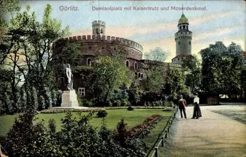 Ak Görlitz in der Lausitz, Demianiplatz, Kaisertrutz, Moserdenkmal