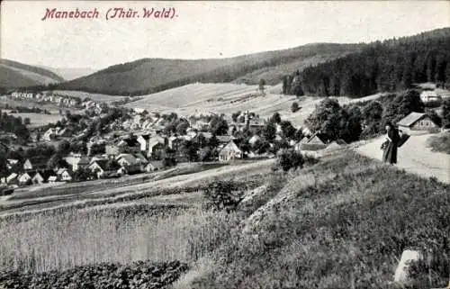 Ak Manebach Ilmenau Thüringer Wald, Totalansicht