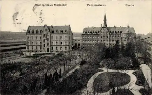 Ak Koblenz am Rhein, Krankenhaus Marienhof, Pensionshaus, Kirche