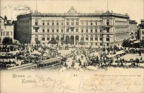 Ak Kassel in Hessen, Teilansicht, Straßenbahn