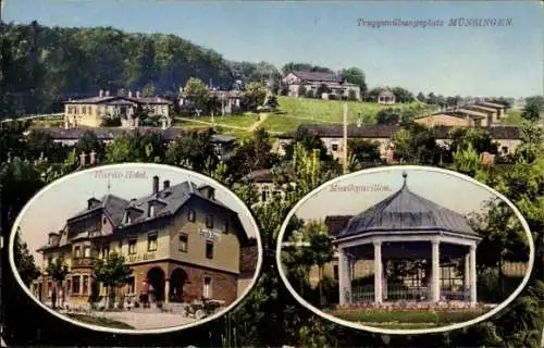 Ak Münsingen in Württemberg, Truppenübungsplatz, Hardt-Hotel, Musikpavillon