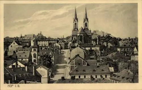 Ak Hof an der Saale Oberfranken Bayern, Teilansicht, Kirche