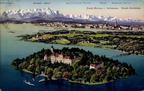 Ak Insel Mainau im Bodensee, Gesamtansicht, Staad-Konstanz, Panorama