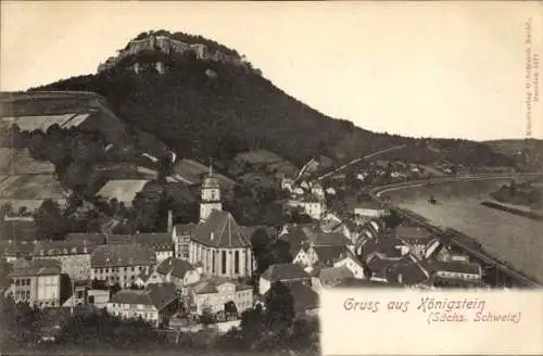 Ak Königstein an der Elbe Sächsische Schweiz, Teilansicht, Kirche, Festung