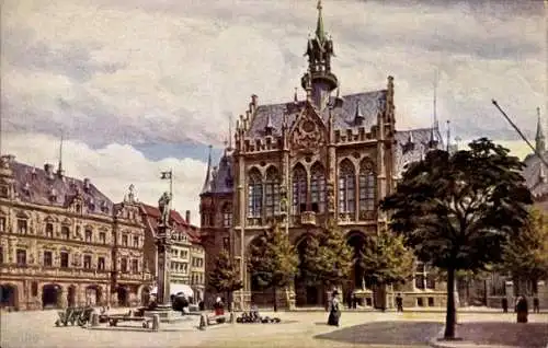 Künstler Ak Erfurt in Thüringen, Rathaus