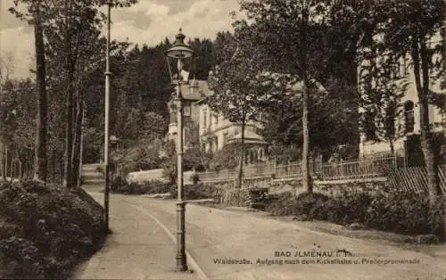 Ak Ilmenau in Thüringen, Waldstraße, Kickelhahn- und Preilerpromenade, Aufgang