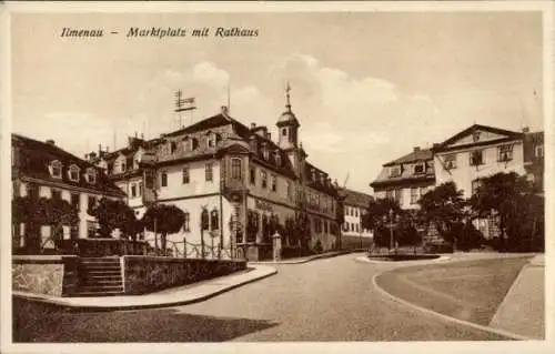 Ak Ilmenau in Thüringen, Marktplatz mit Rathaus