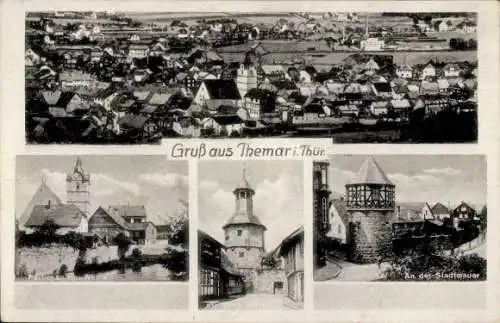 Ak Themar Thüringen, Werra, Hexenturm, Stadtmauer