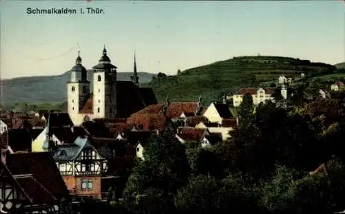 Ak Schmalkalden im Thüringer Wald, Teilansicht, Kirchtürme