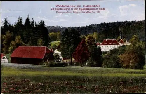 Ak Dippoldiswalde im Erzgebirge, Waldschänke zur Heidemühle mit Oberförsterei