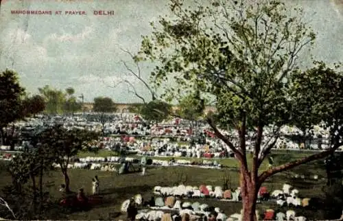 Ak Delhi Indien, Mohammedaner beim Gebet