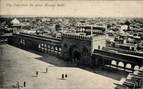 Ak Delhi Indien, Blick auf die Stadt von der großen Moschee