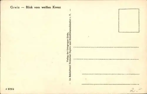 Ak Greiz im Vogtland, Gesamtansicht, Blick vom weißen Kreuz