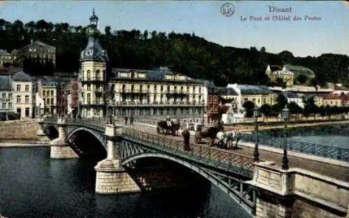 Ak Dinant Wallonien Namur, Die Brücke und das Hôtel des Postes