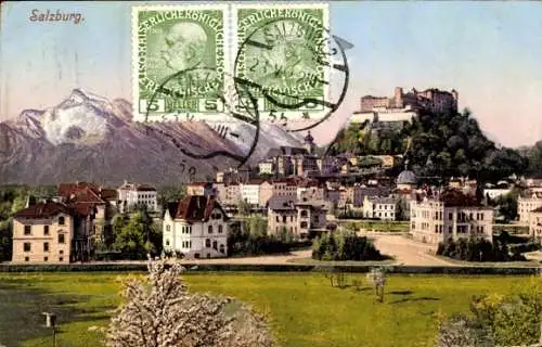 Ak Salzburg in Österreich, Teilansicht, Burg