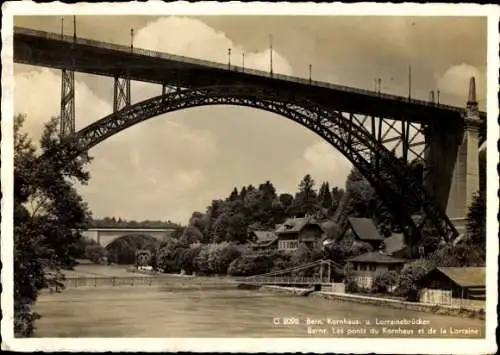 Ak Bern Stadt Schweiz, Kornhausbrücke, Lorrainebrücke