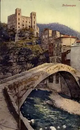 Ak Dolceacqua Liguria, Teilansicht, Brücke