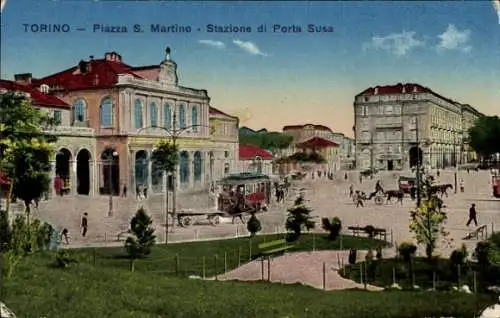 Ak Torino Turin Piemonte, Piazza S. Martino, Stazione di Porta Susa