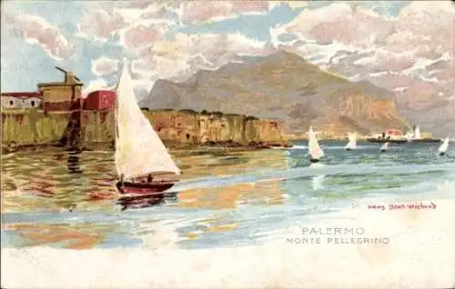 Künstler Ak Wieland, Palermo Sizilien Sicilia Italien, Monte Pellegrino