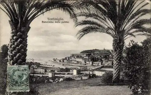 Ak Ventimiglia Liguria, Panorama dalle palme