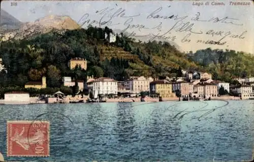 Ak Tremezzo Lago di Como Lombardia, Stadtansicht vom See