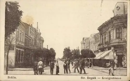 Ak Brăila Rumänien, Königsstraße, Passanten