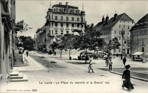 Ak Le Locle Kt Neuenburg, Marktplatz, Hauptstraße