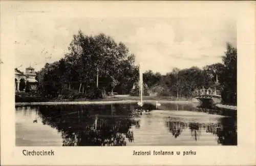 Ak Ciechocinek Hermannsbad Westpreußen, Park, See, Brunnen