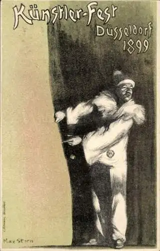 Künstler Ak Stern, Max, Düsseldorf am Rhein, Künstlerfest 1899, Kostümierter Mann, Harlekin